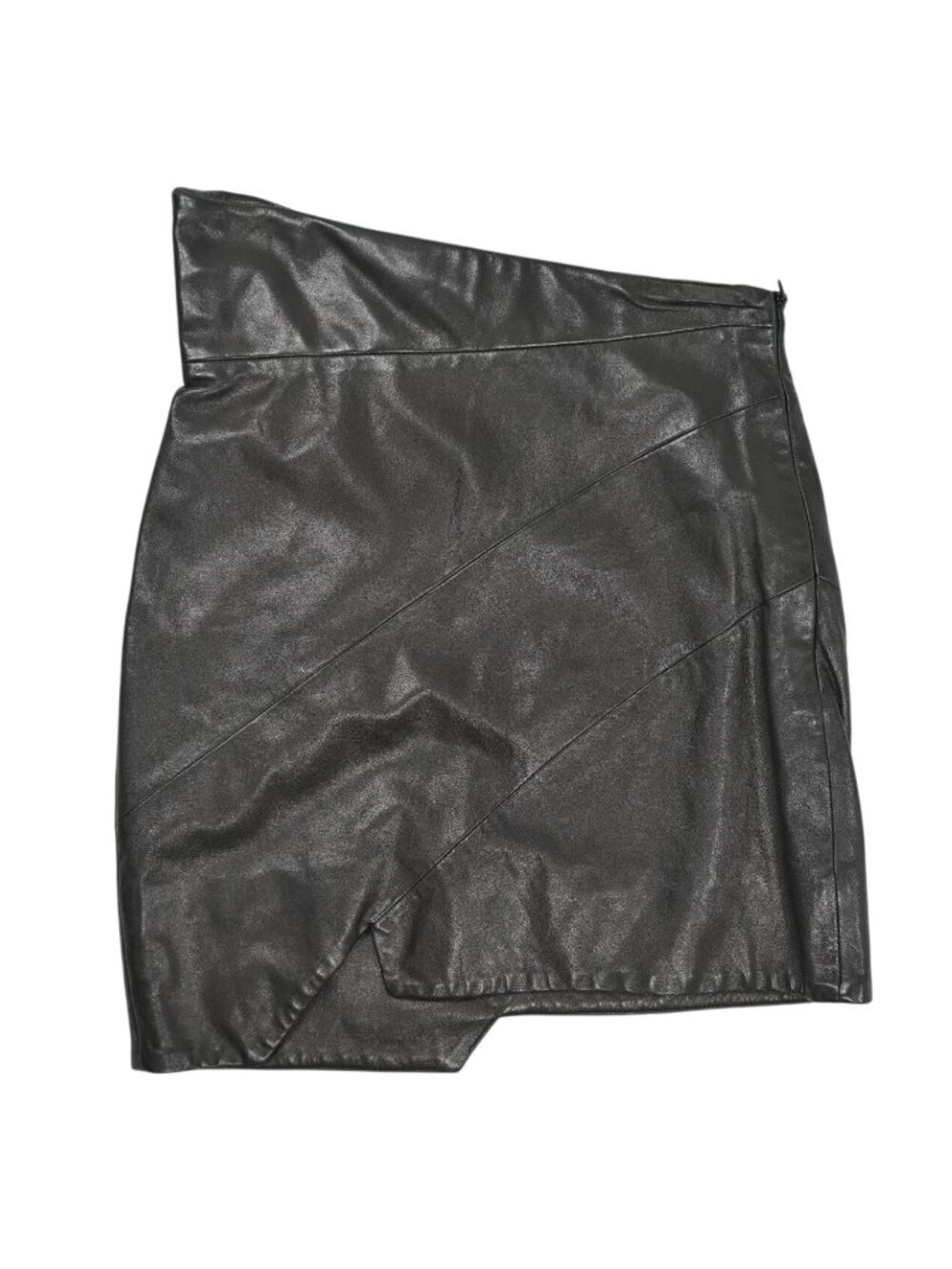 Michelle Mason Asymmetric Lambskin Corset Skirt in Black